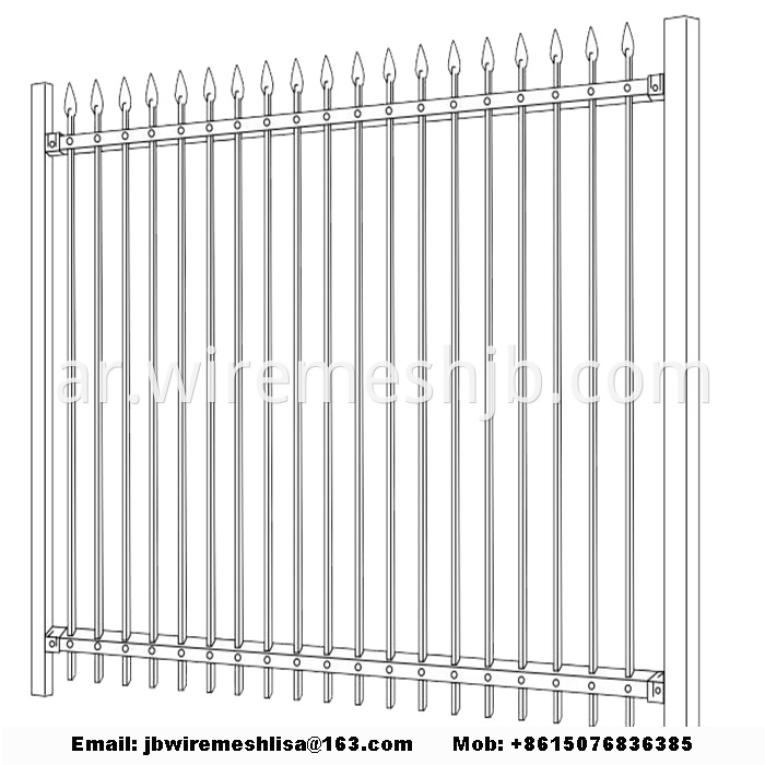 Black Zinc Steel Wrought Iron Fence